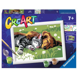 RAVENSBURGER CreArt Malování podle čísel: Spící pes a kočka 18x13cm