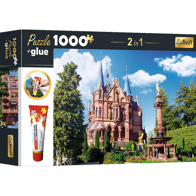 TREFL Sada 2v1 puzzle Zámek Drachenburg v Siebengebirge, Německo 1000 dílků s lepidlem