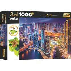 TREFL Puzzle s třídičem 2v1 Noční Dubaj 1000 dílků