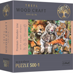 TREFL Wood Craft Origin puzzle Divoké kočky v džungli 501 dílků