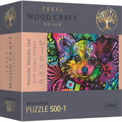 TREFL Wood Craft Origin puzzle Barevné štěně 501 dílků