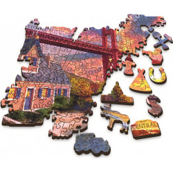TREFL Wood Craft Origin puzzle Západ slunce nad Golden Gate 1000 dílků