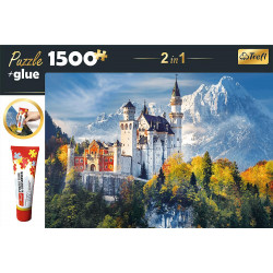 TREFL Sada 2v1 puzzle Zámek Neuschwanstein na podzim 1500 dílků s lepidlem