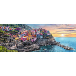 TREFL Panoramatické puzzle Vernazza při západu slunce, Itálie 500 dílků