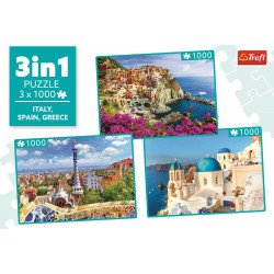 TREFL Puzzle Itálie, Španělsko, Řecko 3x1000 dílků