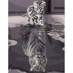 KIK Malování podle čísel: Kotě a tygr, plátno na rámu 40x50 cm