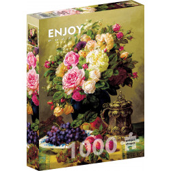 ENJOY Puzzle Jean-Baptiste Robie: Zátiší s růžemi 1000 dílků