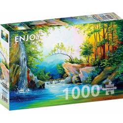 ENJOY Puzzle V lese u vodopádu 1000 dílků