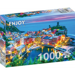 ENJOY Puzzle Vernazza za soumraku, Cinque Terre, Itálie 1000 dílků