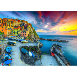 ENJOY Puzzle Přístav Manarola při západu slunce, Cinque Terre, Itálie 1000 dílků