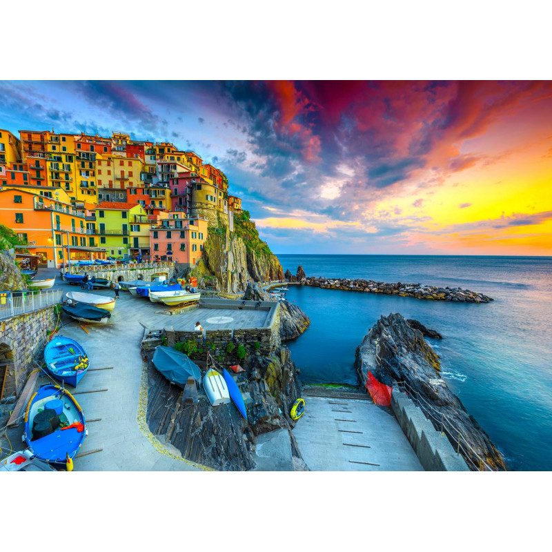 ENJOY Puzzle Přístav Manarola při západu slunce, Cinque Terre, Itálie 1000 dílků