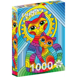 ENJOY Puzzle Ornamentální kočka s kotětem 1000 dílků