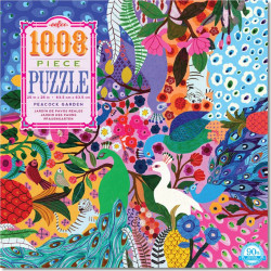 EEBOO Čtvercové puzzle Pávi v zahradě 1000 dílků