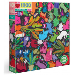 EEBOO Čtvercové puzzle Kočky v práci 1000 dílků