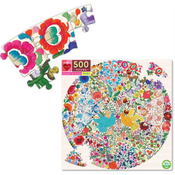 EEBOO Kulaté puzzle Modrý a žlutý ptáček 500 dílků