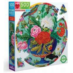 EEBOO Kulaté puzzle Květiny a ptáčci 500 dílků