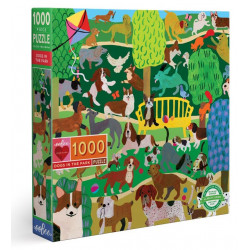 EEBOO Čtvercové puzzle Psi v parku 1000 dílků