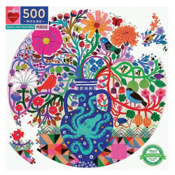 EEBOO Kulaté puzzle Ptáčci s květinami 500 dílků