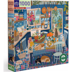 EEBOO Čtvercové puzzle Modrá kuchyň 1000 dílků