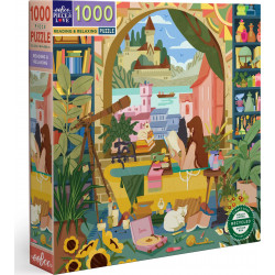 EEBOO Čtvercové puzzle Odpočinek u knížek 1000 dílků