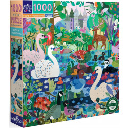 EEBOO Čtvercové puzzle Kachny na mýtince 1000 dílků
