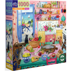EEBOO Čtvercové puzzle Růžová kuchyň 1000 dílků