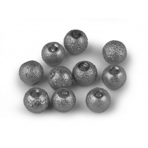 Skleněné voskové perly vroubkované Ø8 mm šedá hematit 40ks