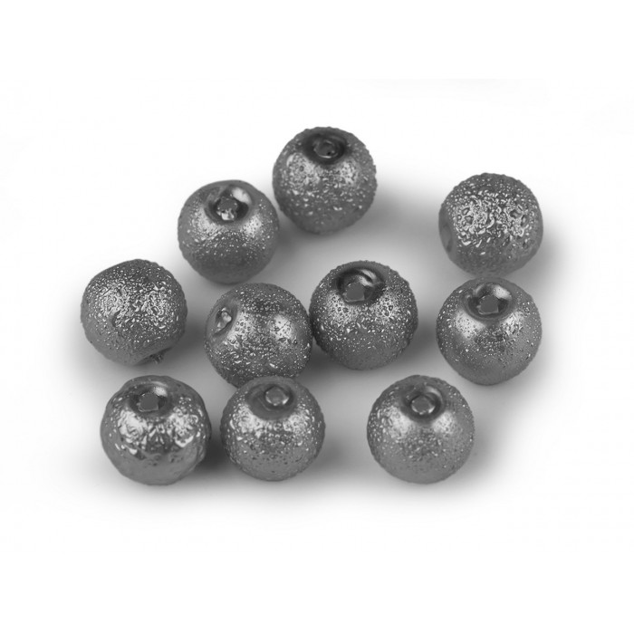 Skleněné voskové perly vroubkované Ø8 mm šedá hematit 40ks