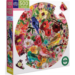 EEBOO Kulaté puzzle Ptáci a květy 500 dílků