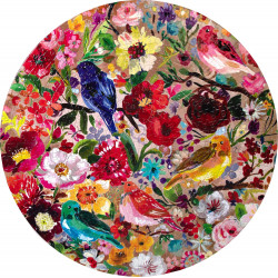 EEBOO Kulaté puzzle Ptáci a květy 500 dílků