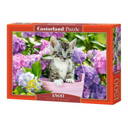 CASTORLAND Puzzle Kotě v košíku 1500 dílků