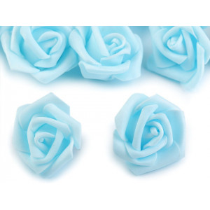 Dekorační pěnová růže Ø4 cm modrá azurová 10ks, 111