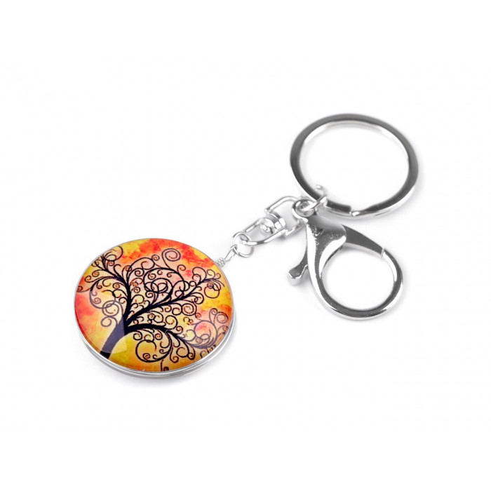Přívěsek na kabelku / klíče strom života oranžovožlutá 1ks, 111