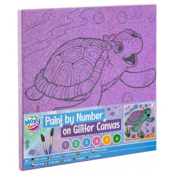 Malování na fialové glitrové plátno podle čísel - želva