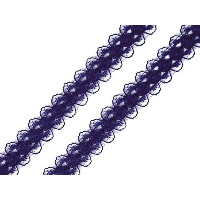 Silonová krajka / vsadka šíře 14 mm modrá tmavá 15m, 111