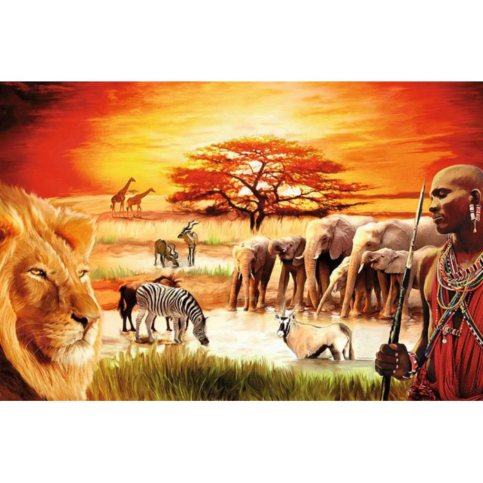 RAVENSBURGER Puzzle Savana - hrdí Masajové 3000 dílků