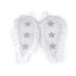 Andělská křídla s peřím a glitrovými hvězdami