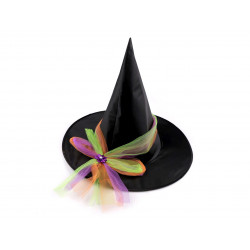 Karnevalový klobouk s tylovou mašlí - čarodějnice