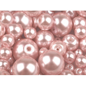 Skleněné voskové perly mix velikostí Ø4-12 mm pudrová 50g