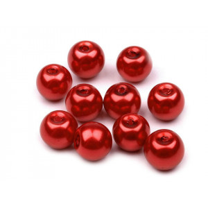 Skleněné voskové perly Ø8 mm červená jahoda 50g, 111-10