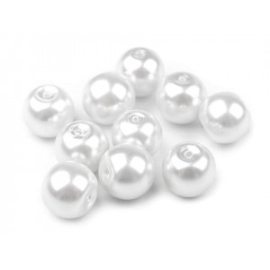 Skleněné voskové perly Ø10 mm bílá 50g, 111-2