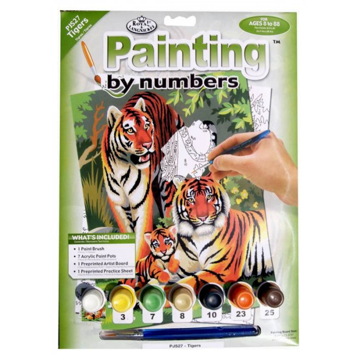 Malování podle čísel 22x30 cm- Tygří rodinka