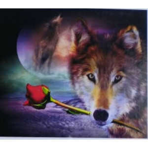 Malovaní na plátno 40x50cm Vlk s růží