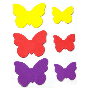 Pěnoví motýlci, samolepicí - 5,5 x 4,5 cm a 3,5 x 3 cm, 60 ks