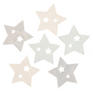 Hvězdy dřevěné 6 cm, 6 ks