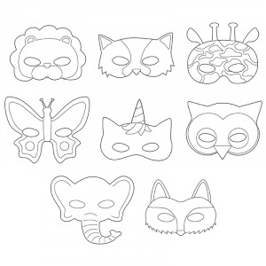 Papírové masky 16 ks - zvířata