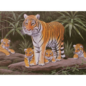 Malování podle čísel 30x40 cm - Tygřice a mláďata