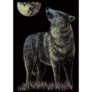 Seškrabovací obrázek mini Hologramický  - Osamělý vlk 18x14 cm