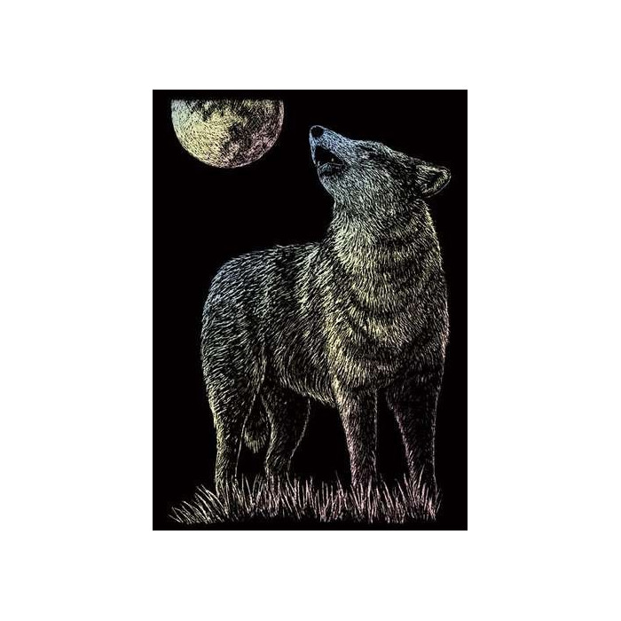Seškrabovací obrázek mini Hologramický  - Osamělý vlk 18x14 cm