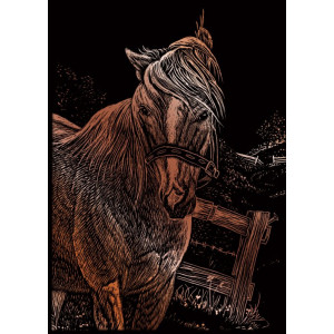 Seškrabovací obrázek mini - Kůň 18x14 cm